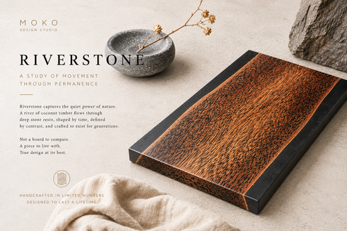 The RiverStone | Handcrafted Coconut Timber & Stone Resin Serving Board | Moku Original