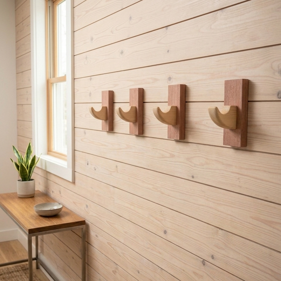 The Yasumu Hook | Handcrafted Two-Tone Wall Hook | Meranti & Scandinavian Redwood