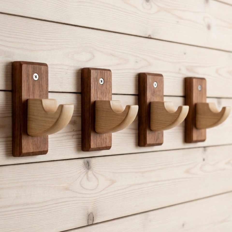 The Yasumu Hook | Handcrafted Two-Tone Wall Hook | Meranti & Scandinavian Redwood