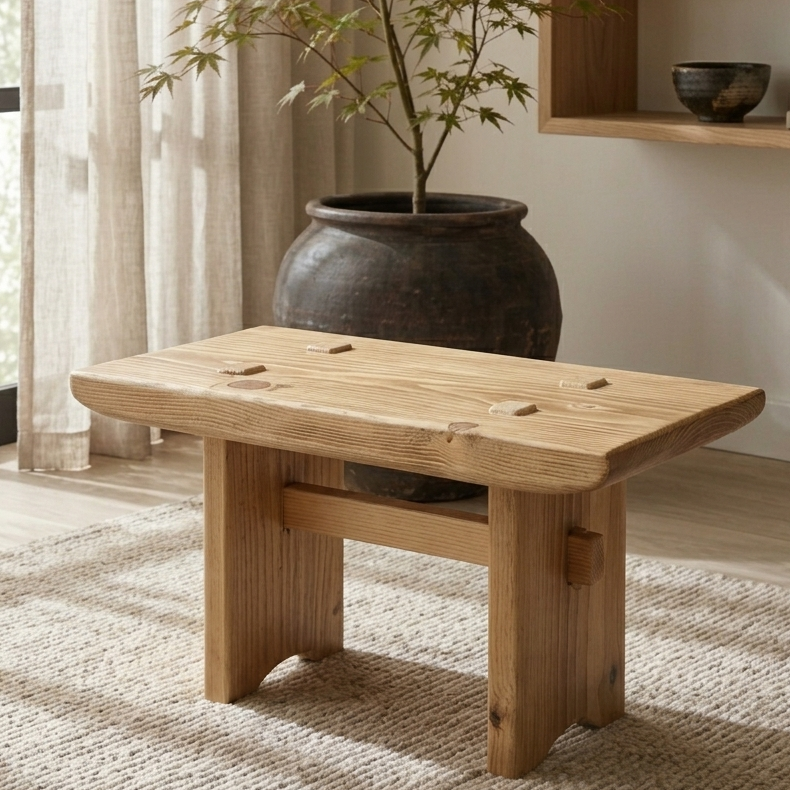 Handcrafted Meditation Stool | Solid Scandinavian Redwood Pine | Natural Satin Finish