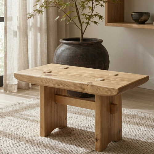 Handcrafted Meditation Stool | Solid Scandinavian Redwood Pine | Natural Satin Finish