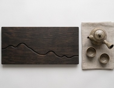 The SoraNami Tea Tray | Handcrafted Japanese Wood Tray | Shou Sugi Ban Akamatsu Pine | Horizon Collection